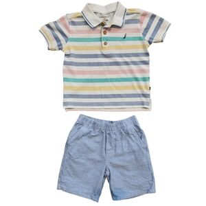 Nautica Boys 2-Piece Outfit Set: Striped Polo & Blue Shorts - Size 4​